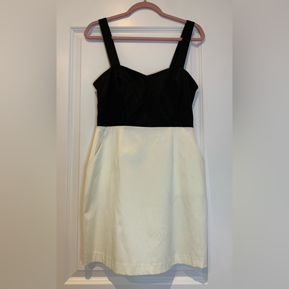 Walter Baker color block mini cocktail dress with back detail in cream and black